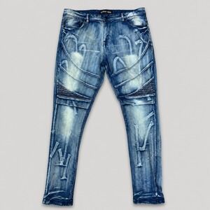 Legendary Status Moto Biker Jeans Mens 36 Blue Distressed Streetwear Y2K Denim